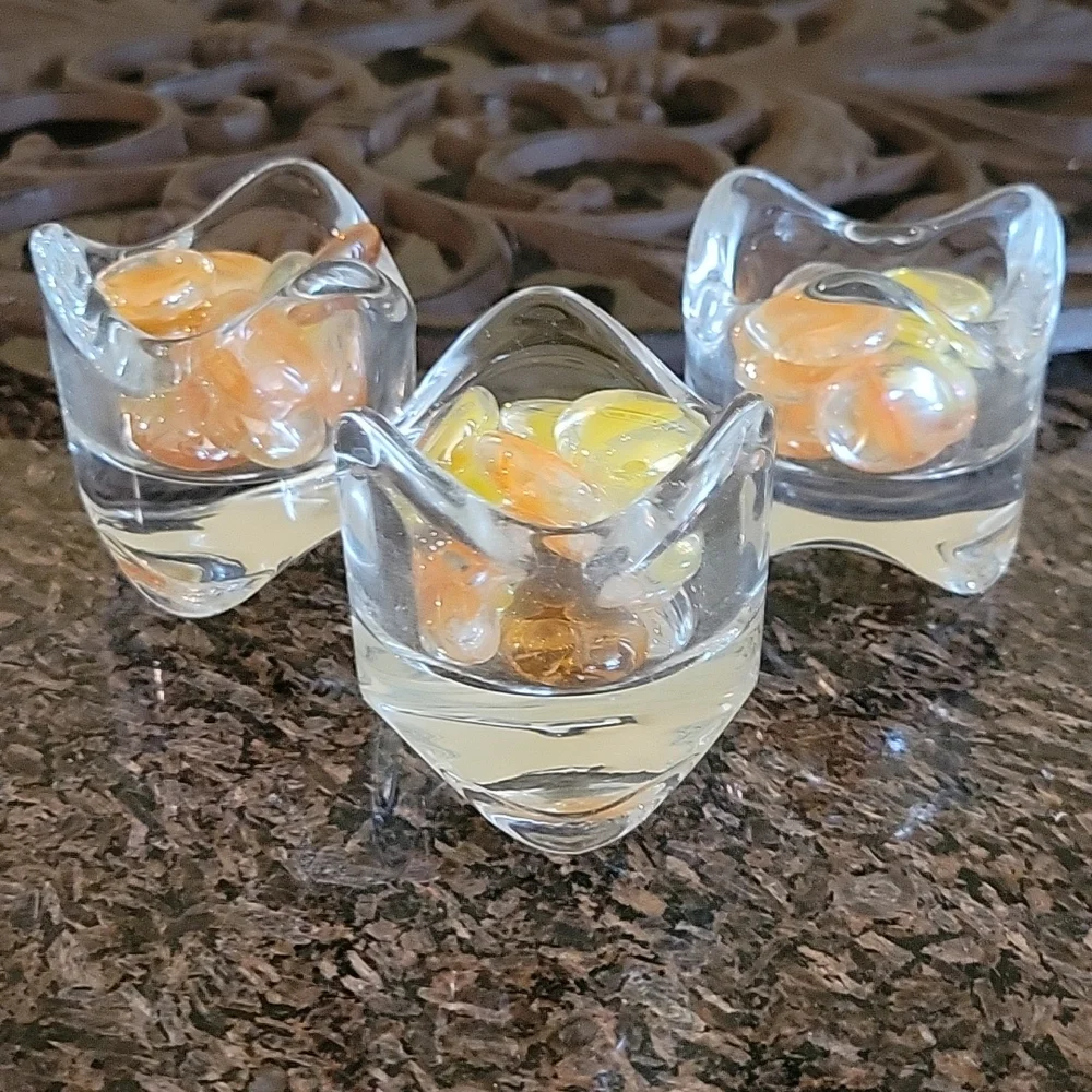 Set Of 2 Decorative glass candle holder for tea candles Or themed glass beads